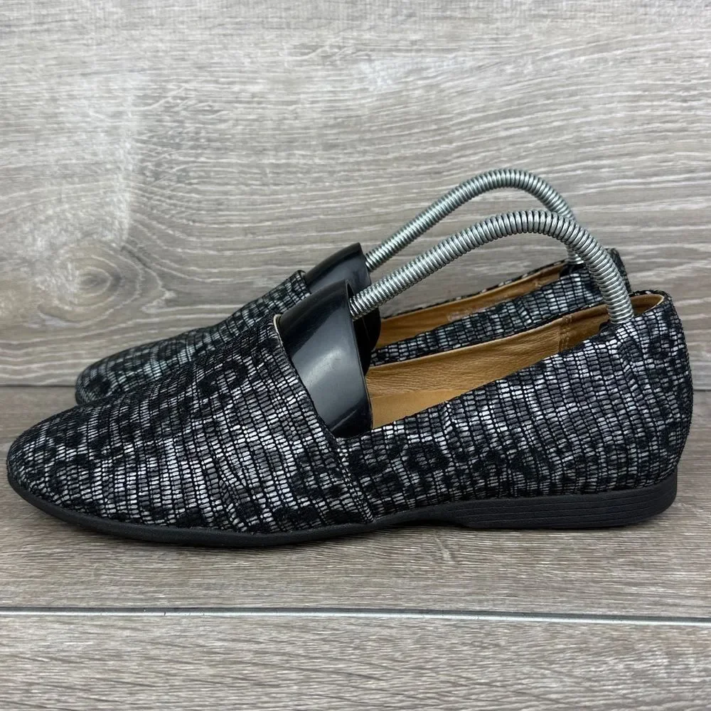 Dansko Larisa Women’s Sz 8.5-9/EU 39 Black Silver Leopard Print Flats Loafers